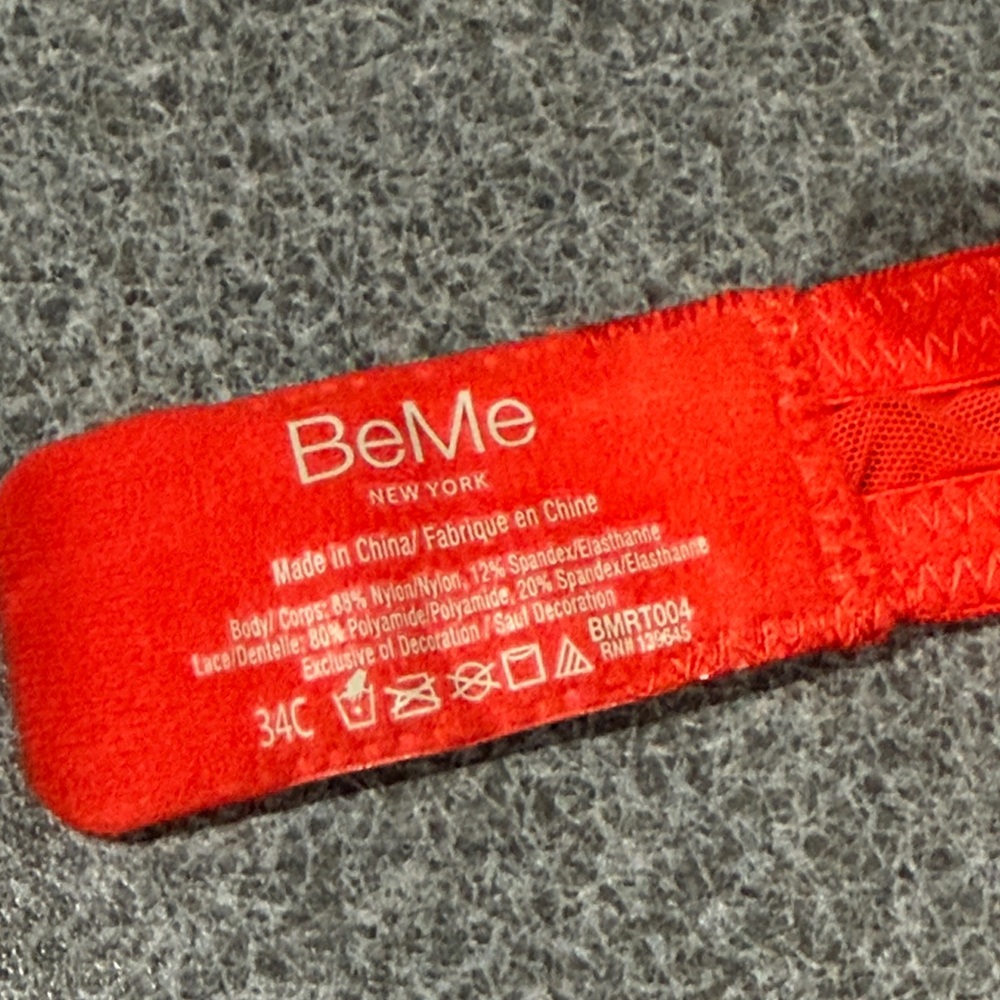 BeMe Red Lace Demi Bra Size 34C - Picture 5 of 5